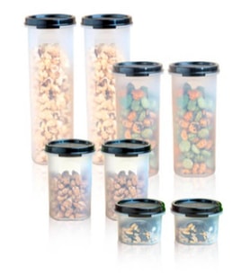 Tupperware Oval Yuvarlak Siyah 8 li Set ESC