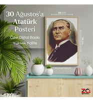 Atatürk Portre 50x75cm Raşel Kumaşa Dijital Baskı ata no5 -Kalın Plastik Hediye Kutusunda Gelir-