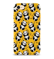 Apple iPhone SE 2020 Uyumlu Lansman Kılıf Panda Tasarımlı İçi Kadife Kapak-Sarı (Şeffaf)