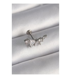 316L Çelik Gümüş Renk Zirkon Taşlı Tragus Piercing EB-53-vice/(1395) 3641