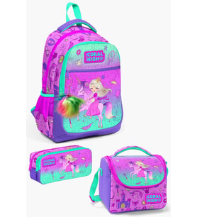 Coral High Kids Açık Pembe Mor Unicornlu Prenses Desenli 3’lü Okul Çanta Seti SET0123481