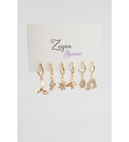 Kadın Karışık Figürlü Zirkon  6'lı Set Küpe