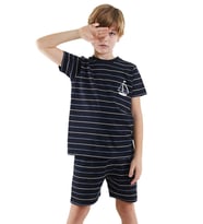 Yelken Erkek Çocuk Çizgili Pijama Takım (Siyah)