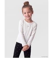 LCW Kids Beyaz Bisiklet Yaka Nakışlı Kız Çocuk Tişört