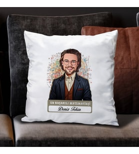 Kişiye Özel Hediye Karikatürlü En Başarılı Erkek Matematikçi Yastık
