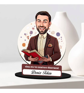 Erkek Türk Dili Edebiyatı Öğretmenine Hediye Karikatürlü Biblo