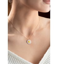 925 Ayar Mineli Rose Kaplama Papatya Model Gümüş Kolye