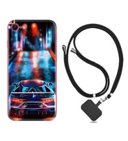 Apple iPhone 5 6 7 8 Plus Se XR Kılıf Boyun Askılı Silikon Neon Cars 1724