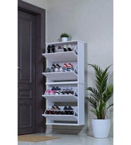 Eliusta Berrak Beyaz 8 Bölmeli Ayakkabılık 72 cm Genişlikte Duvara Monte 72x156x26 cm Ayakkabılık