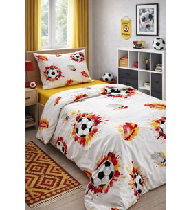 %100 Pamuklu Tek Kişilik Taraftar Nevresim Takımı 160x220 Lastikli Çarşaf 120x200+30