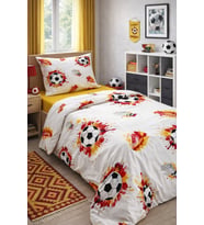 %100 Pamuklu Tek Kişilik Taraftar Nevresim Takımı 160x220 Lastikli Çarşaf 120x200+30