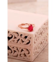 Kırmızı Paraiba Taşlı Rose Gümüş Yüzük 5790
