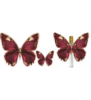 DEKORATİF SÜS İKİ BOY KELEBEK BORDO SET:25 ADET-