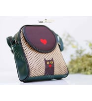 Kedi Aşkı Figürlü Küçük Postacı Omuz Çantası Etnik Bohem Style - Yesil (Yeşil)