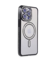 Apple İphone 15 Pro Kılıf Joke Simli Magneticsafe Kılıf - Siyah