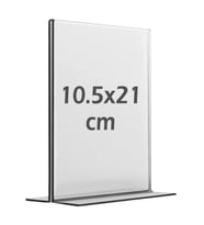 10,5x21 cm T tipi Dikey Şeffaf Föylük Menü Broşür Etiket Fotoğraflık Masaüstü Stand Sehpa Sunum (Krem)