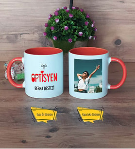 Optisyen Kupa Bardak Turuncu Fotoğraflı Tıp Bayramı Hediyesi Optisyenler Günü Hediyesi