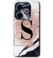 İnfinix Hot 40i Kılıf HD Desen Baskılı Kılıf - Pembe Mermer Desenli S Harfi