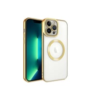 Apple iPhone 13 Pro Max Uyumlu Kılıf M-safe Wireless Şarj Özellikli Zore Setro Silikon (Gold)