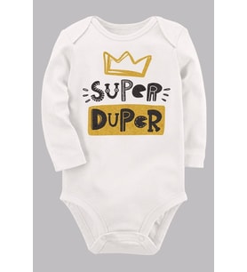 Organik Baskılı Pamuklu Unisex Bebek Body UZUNE271