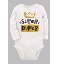 Organik Baskılı Pamuklu Unisex Bebek Body UZUNE271