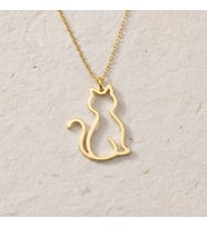 Kişiye Özel Kedi Silüet Kolye 925K Gümüş (Gold)