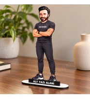 Kişiye Özel Fitnes Antrenörü Karikatürlü 18 cm MDF Masaüstü Biblo - Antrenör Hediyesi Spor Hocasına ve Teknik Direktöre Hediye