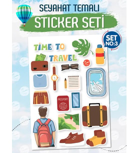 Seyahat Temalı Bavul Sticker Etiket Çıkartma S3 (Laptop Tablet Suluk Telefon Valiz Defter Kitap)-T971