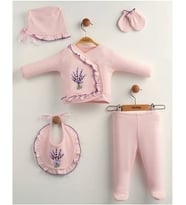 KIZ BEBEK YENİ DOĞAN PEMBE LAVANTA NAKIŞLI LÜKS HASTANE ÇIKIŞI