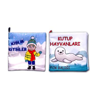 2 Kitap Tox Kutup Hayvanları ve Kışlık Giysiler Kumaş Sessiz Kitap T056 T052 - Bez Kitap , Eğitici Oyuncak , Yumuşak ve Hışırtılı