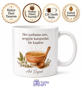 Çorbacıya Hediye Özel Tasarım Baskılı Porselen Kupa Bardak Çorba Ustası