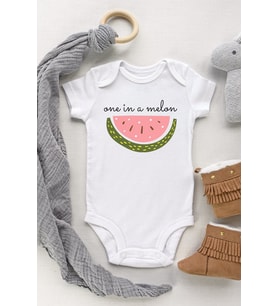 Unisex Bebek Beyaz Karpuz Kısa Kollu Çıtçıtlı Body