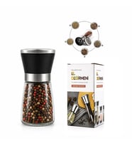 HAND GRINDER KÜÇÜK CAM HAZNELİ - PLS.KAPAKLI - KROM BELLİ TUZ - BAHARAT ÖĞÜTÜCÜ (5343)