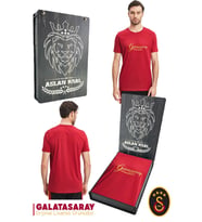 Galatasaray Orijinal Lisanslı Kırmızı Erkek T-Shirt Hediyelik Ahşap Kutulu (Kırmızı)