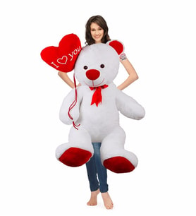 90 cm Balonlu Bobo Peluş Ayıcık %100 Yerli (Beyaz)