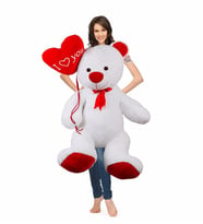 90 cm Balonlu Bobo Peluş Ayıcık %100 Yerli (Beyaz)