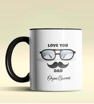 Kişiye Özel Love You Dad 2 Tasarımlı Siyah Kupa Bardak (Siyah)