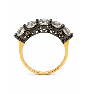 Yazıcılar 14 Ayar Altın Black Diamond Aura Modern Kadın Yüzüğü 3,23 GR ( 350)