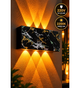 Siyah Gold Gümüş Yeşil Desenli 12W 2200K Amber Işıklı 3 Gözlü Yukarı Aşağı Dekoratif Duvar Apliği 16