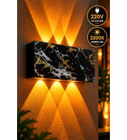 Siyah Gold Gümüş Yeşil Desenli 12W 2200K Amber Işıklı 3 Gözlü Yukarı Aşağı Dekoratif Duvar Apliği 16