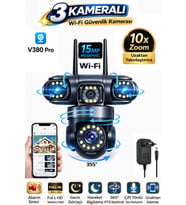 RX113W WİFİ 3 Kameralı Güvenlik Kamerası 15MP ULTRA HD PTZ Hareketli Sesli Gece Görüşlü Akıllı Kamera