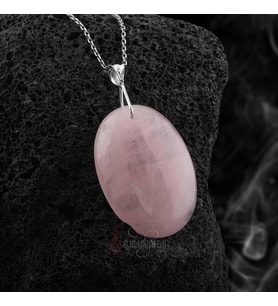 Doğal Pembe Kuvars Taşı Kolye