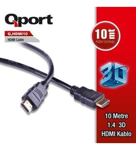 QPORT Q-HDMI10 10metre HDMI Görüntü Kablosu 3D Gold 1.4v