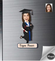 Kişiye Özel Mezuniyet Kadın Ahşap Magnet -3