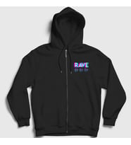 Presmono Unisex Siyah Rave Synthesizer Techno Music Fermuarlı Kapüşonlu Sweatshirt 544890tt