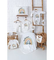 Pia Baby Premium Lüks 11’li İsim Baskılı Yenidoğan Erkek Bebek Hediyesi Set 5074-00 (Ekru)