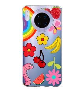 PrintiFy Huawei Mate 30 ile Uyumlu 1mm Slim Fit Water Color 5 Baskılı Şeffaf  Kılıf