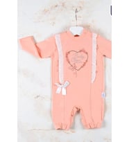 Love Kalp Nakışlı % 100 Pamuk Kız Bebek Tulumu