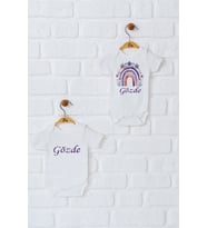 Pia Baby Premium %100 Pamuk İsme Özel Organik Baskılı İkili Set Çıtçıtlı Bebek Body Zıbın Modelleri 5062-17 (Ekru)