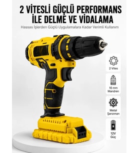 Matkap Seti 24 Parça Çift Bataryalı Darbeli Led Işıklı Vidalama